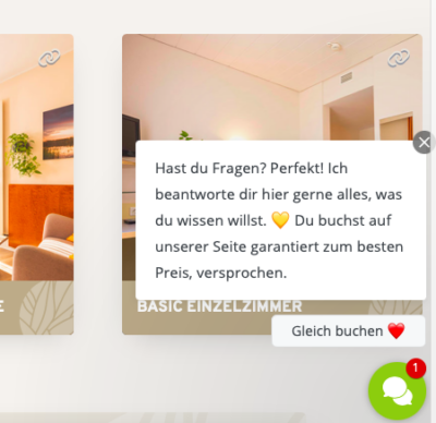 Foto Chatbot auf der Website Hotel Luise